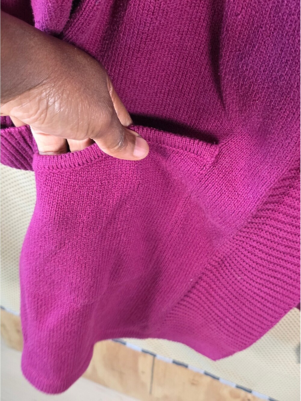Tahari Women's 2X Magenta Pink Hooded Open Front Long Knit Cardigan Sweater - Picture 5 of 8